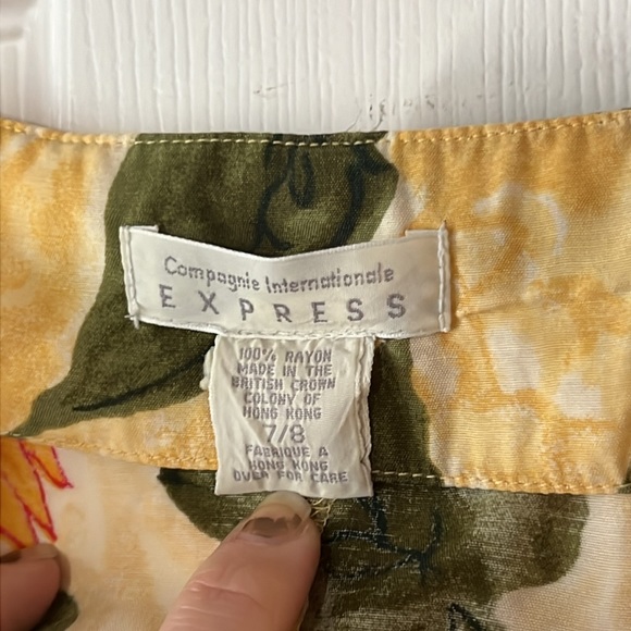 Vintage 90s Express Sunflower Print Rayon Spagetti Strap Mini Dress, Sz 7/8 - Picture 4 of 8